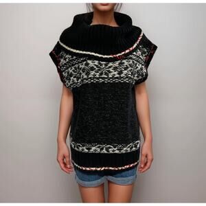 Free People Fair Isle Cowl Neck Sleeveless Sweater Size Large